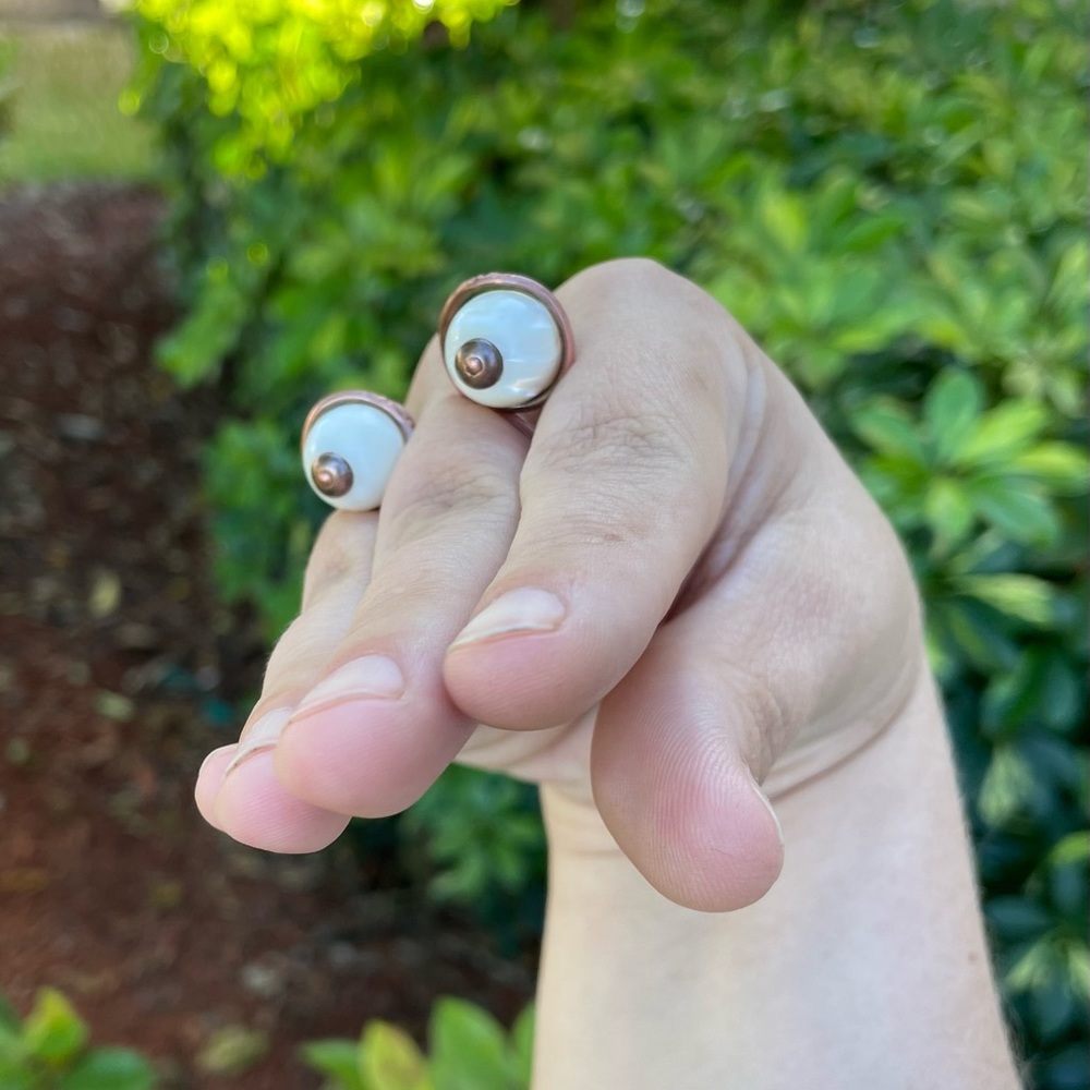 Copper eye puppet adjustable handmade rings - Picture 6 of 11